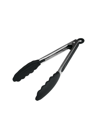 3b Trend Metal Kızartma Maşası Silikon Uçlu Maşa Siyah Renk