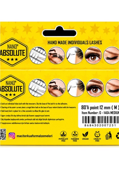 Nano Absolute Naked Extensions El Yapımı Takma Kirpik 12 Mm Medium G-1464