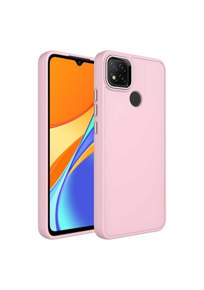 Xiaomi Redmi 10a Kılıf Metal Çerçeve Ve Buton Tasarımlı Silikon Zore Luna Kapak Pembe