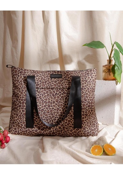 Earthy Leopard Omuz Çantası / Tote Bag Kahverengi