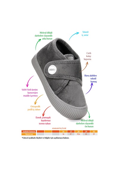 Kiko Kids Petri Günlük Kız Çocuk Ev Okul Kreş Panduf Gri Gri
