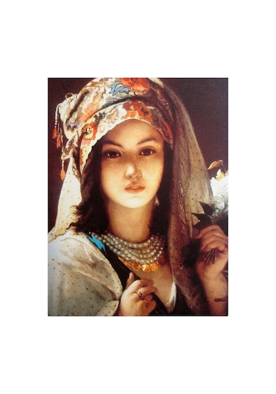 Türk Kızı Sayılarla Boyama Seti - Çerçeveli, 40x50cm