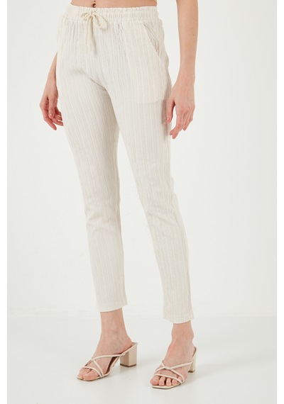 Lela Slim Fit Normal Bel Cepli Bayan Pantolon 5865297 Taş