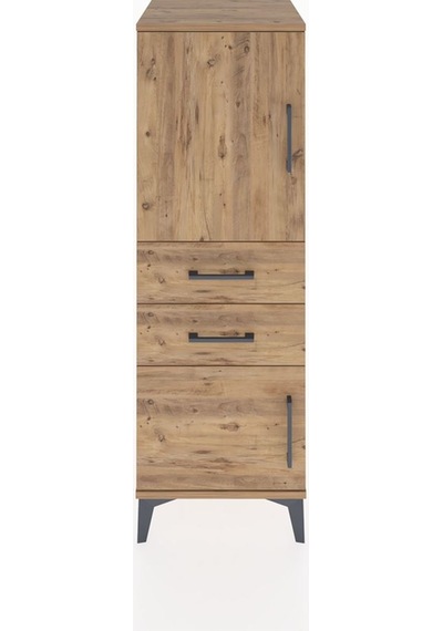 Hyperion Dolap 2 Raflı 2 Çekmeceli 2 Kapaklı 44x44x134 Çam-çam Çam