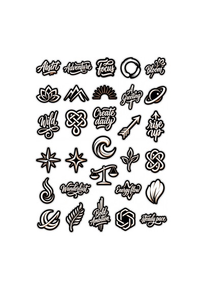 30 Adet Modern Kaligrafi Motivasyon Sticker Seti - Laptop Defter Ve Ajanda İçin Çok Renkli