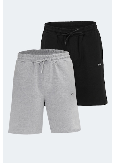 Slazenger Kallıe 2 Li Set Erkek Şort Siyah - Gri