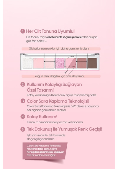 Pigmentli, 5 Farklı Dokulu Far Paleti Perıpera All Take Mood Palette 004 If Pink Check Dm Plz 004