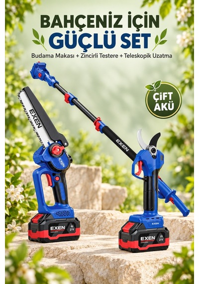 Exen Eng 604 Set + Eng 680 Ts Şarjlı Bahçe Seti Teleskopik Uzatma Dahil