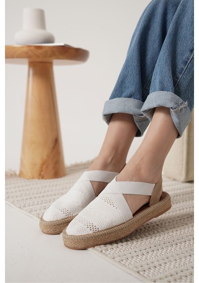 Roof Atelier Rosa Beyaz Triko Espadril Ayakkabı Ayakkabı Beyaz