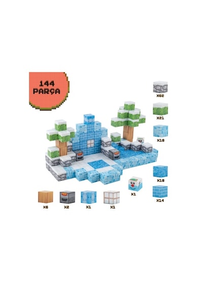 Creative World Manyetik Bloklar Küpler Kış Temalı 144 Parça / Zekâ Geliştirici Bloklar Seti -jm808