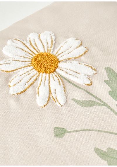 Daisy Biyeli Punchlı Dekoratif Yastık Kılıfı Bej 43x43 Cm Diğer