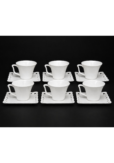 Corcuhome Porselen 6 Kişilik Çay Fincan Takımı 200 Ml Beyaz