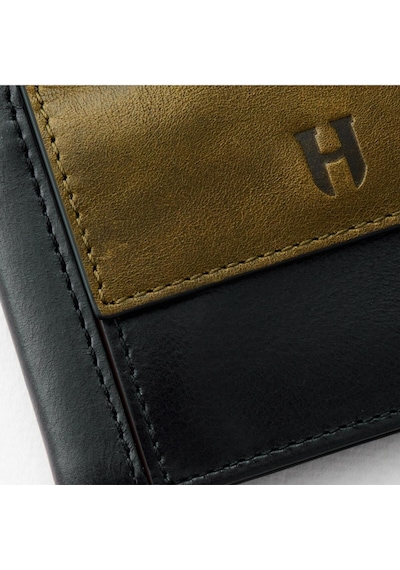 Helmbrook London Rigby Erkek Siyah-haki Deri Cep Tasarım Çok Bölmeli Rfid Korumalı Cüzdan Siyah - Haki