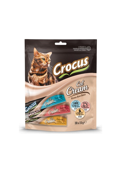 Crocus - 772 - Çoklu Tavuklu & Ton Balıklı & Somonlu Krema Kedi - Smglobal - Ödülü 30x15g
