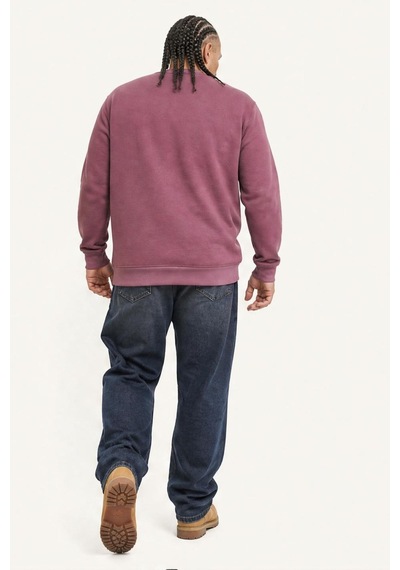 Starbattal Erkek Büyük Beden Sıfır Yaka 3ip Sweat Original 24203 Eflatun-2861
