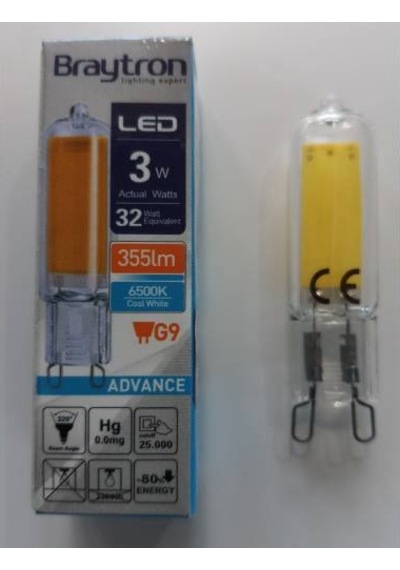 Braytron 3W 6500K G9 Filament Led Ampul