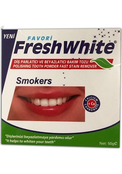Favori Fresh White Smokers Nane Aromalı Diş Parlatıcı ve Beyazlatıcı Bakım Tozu 50 G