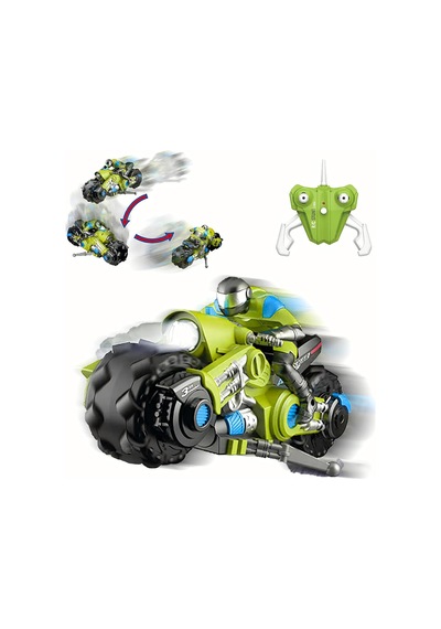 1:10 Uzaktan Kumandalı Rc Drift Akrobasi Motorsikleti - 360 Derece Dönüş - Işıklı - 2.4 Ghz Yeşil