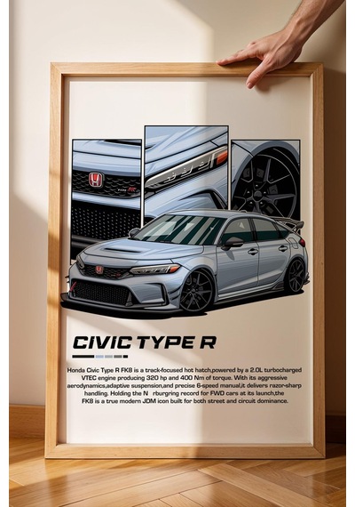 Civic Type R Çerçeveli Tablo - Honda Car Poster