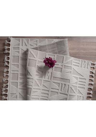 Saraz Halı Bukle11883 Beyaz Yumuşak Dokulu Halı Kilim Salon Mutfak Koridor Kesme Yolluk Dokuma Makine Halısı Beyaz