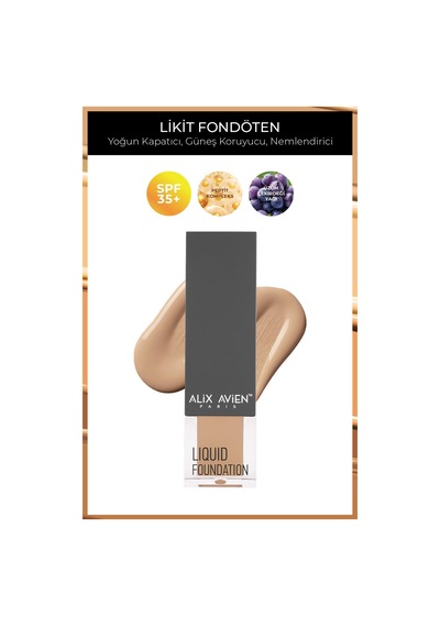Alix Avien Güneş Koruyucu SPF35+ Nemlendirici Etkili Kremsi Likit Fondöten Liquid Foundation 306 Light Peach