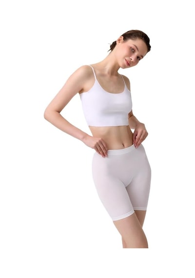 Cottonhill Premium - Kadın Beyaz Ultra-rahat Seamless Yüksek Bel Uzun Paça Boxer Beyaz