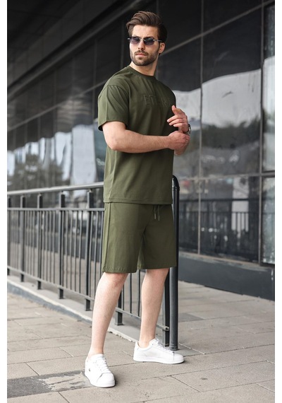 Haki Erkek Şort T-shirt Takım E7347
