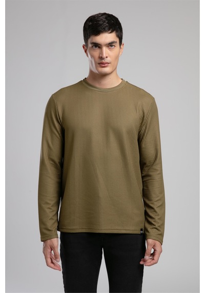 Lee Cooper Wayne Erkek O Yaka Sweatshirt Haki-21033 Haki