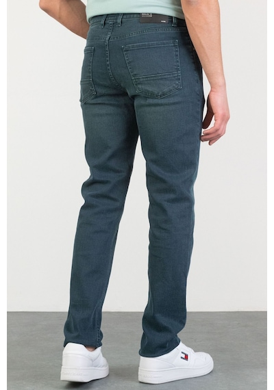 HLT Jeans Erkek Petrol Yeşili Taşlamalı Slim Fit Likralı Jean Kot Pantolon Robert Yeşil
