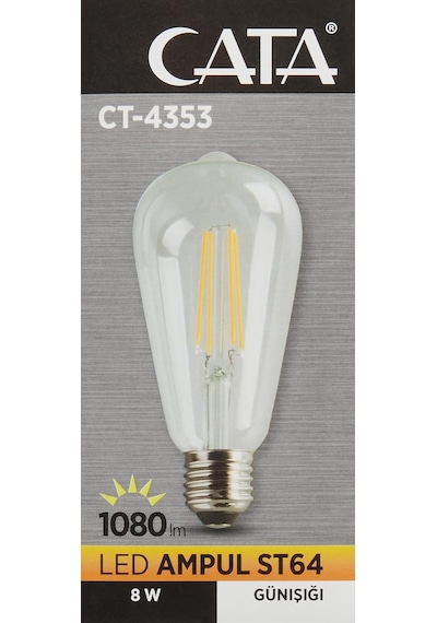 Ct-4353 8w E27 3000k, Gün Işığı Uzun Flament Led Ampul Standart