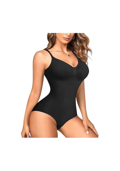 Tezzgelsin Kadın İnce Askılı Çıtçıtlı Slip Body Korse Siyah