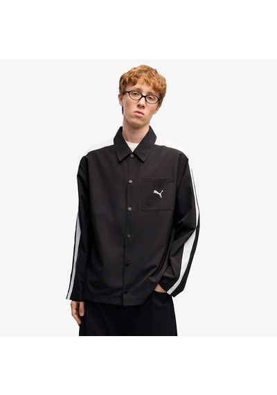 Puma T7 Relaxed Woven Overshirt Erkek Siyah Gömlek 638362 Çok Renkli