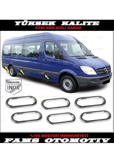 Vw Crafter Krom Yan Reflektör Çerçevesi 6 Prç. 2006-2016