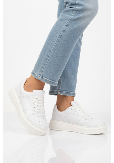 Ayk's Beyaz Bağcıklı Cilt Hafif Unisex Sneaker Aper 049 G Beyaz-beyaz