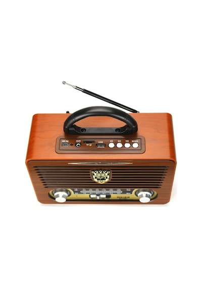 Meier M-115bt Koyu Renk Nostaljik Radyo Ahşap Görünümlü Bluetooth Hoparlör Fm Sd Kart Usb Girişi
