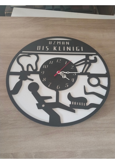 Diş Kliniği Ve Dış Hekimi İçin Duvar Saati Kişiye Özel Siyah