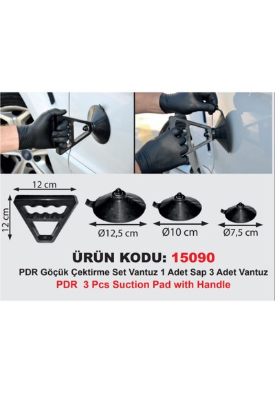 Pdr Göçük Çektirme Set Vantuz 1 Adet Sap 3 Adet Vantuz