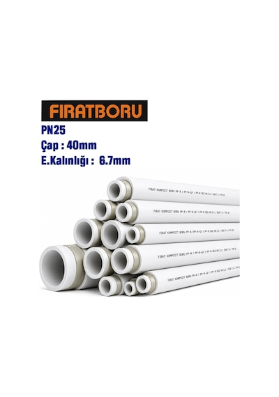 Fırat 40mm 4mt Pn25 Kompozit Pprc Boru, Cam Elyaf Takviyeli, 7b00023040