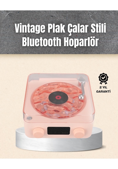 Drnds Retro Bluetooth Hoparlör Yumuşak Gece Lambası Ve Saat Göstergeli Şeffaf