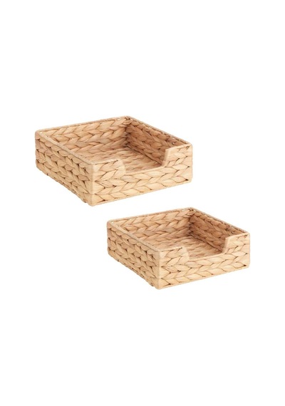 Hasır Ekmeklik Ekmek Sepeti Çok Amaçlı 18x18 Cm Hasır Peçetelik 23x23 Cm 2'li Set Kahverengi - 756208061 Kahverengi