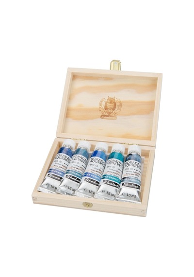 Schmincke : Horadam Super Granulation Sulu Boya Seti 5 Renk X 15 Ml Tüp Deep Sea Ahşap Kutu