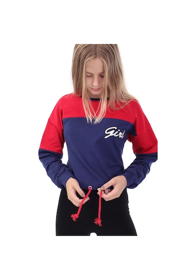 Toontoy Kız Çocuk Varaklı Girl Baskılı Sweatshirt Kırmızı