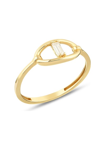 Debora Jewelry 14 Ayar Altın Oval Baget Taşlı Yüzük