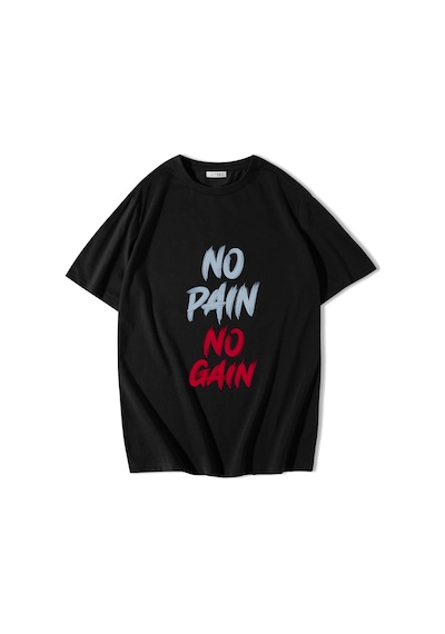 Brz Collectıon Brz Collection Unisex Oversize No Pain No Gain T-shirt Siyah