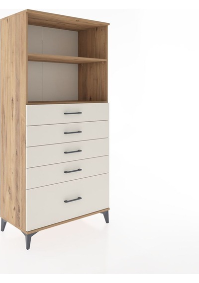 Hyperion Dolap 2 Raflı 5 Çekmeceli 88x44x182 Çam-aytaşı Atlas Çam