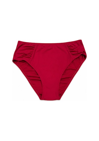 Büyük Beden Yan Drapeli Toparlayıcı Yüksek Bel Kadın Bikini Alt Kırmızı