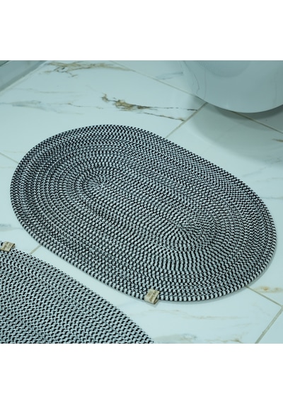 Zengin Supla Banyo Paspas Seti Siyah - Beyaz