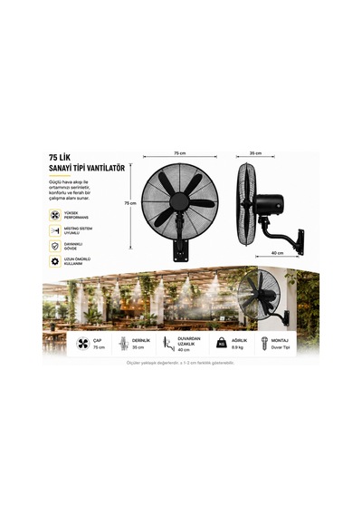75 Cm. Uzaktan Kumandalı End.vantilatör Siyah
