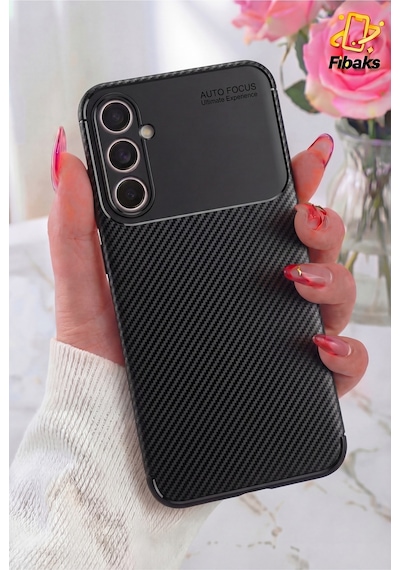 Fibaks Galaxy A34 5G Uyumlu Kılıf Kamera Çıkıntılı Karbon Fiber Desenli Renk Atmaz Koruyucu Kapak Kilif