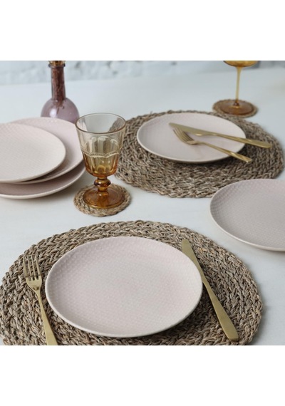 Kumlu Krem Rölyefli Pasta Tabağı 21 Cm 6 Adet Q32 Çok Renkli